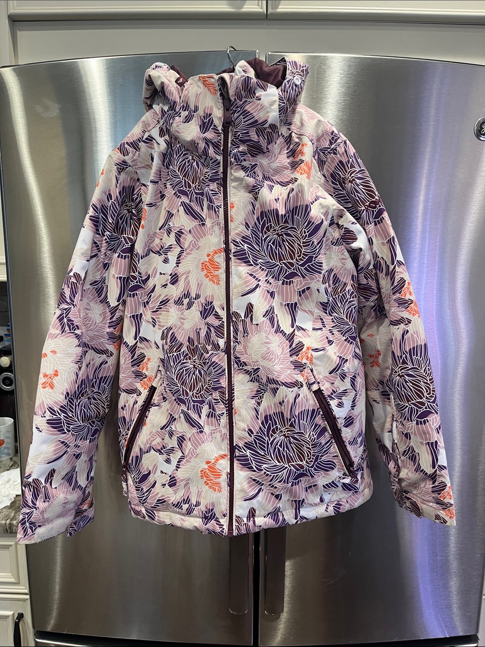 Roxy Girl Insulated Jacket in Gray and Plum